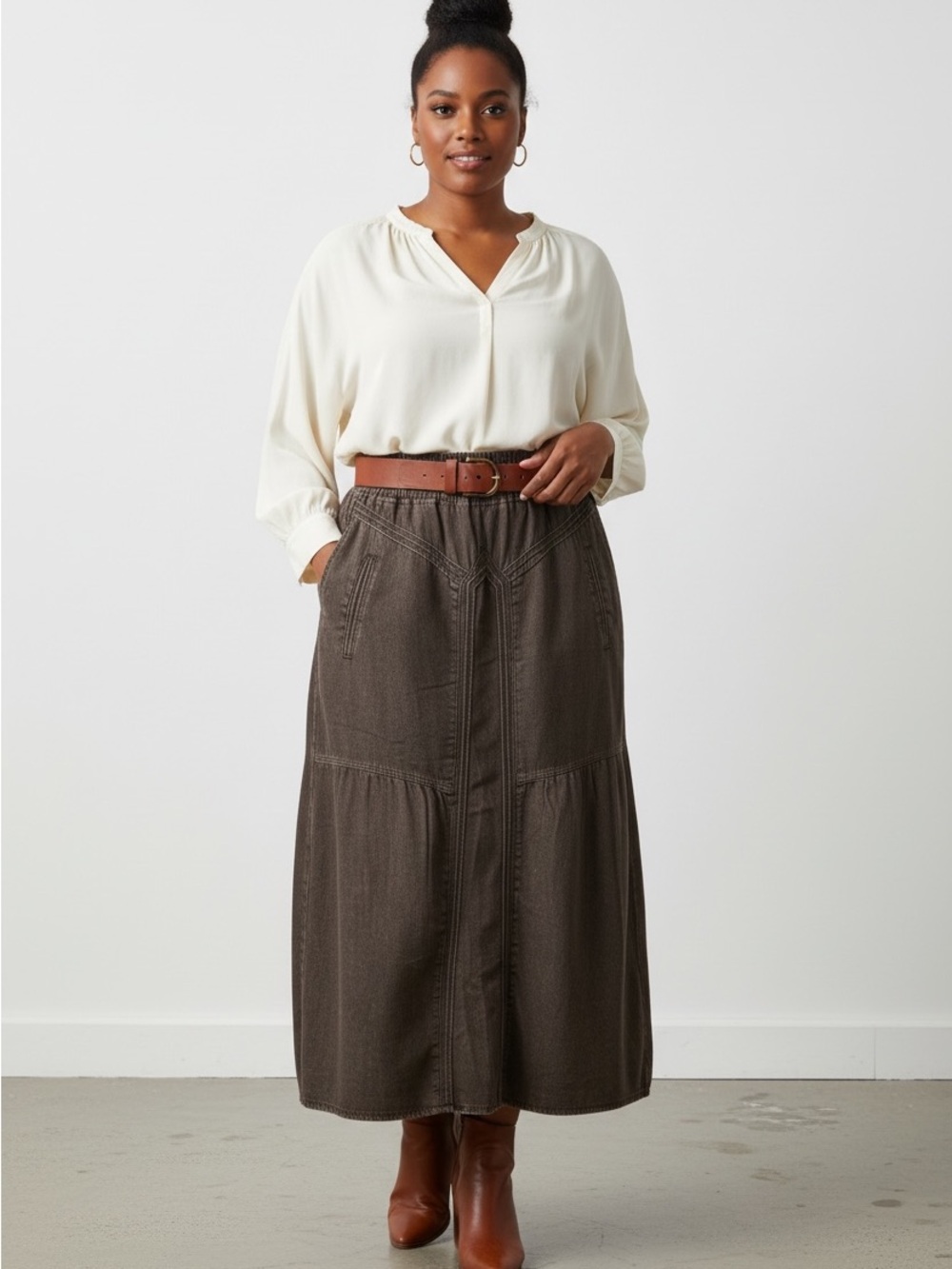 Classic Maxi Skirt in Dark Brown